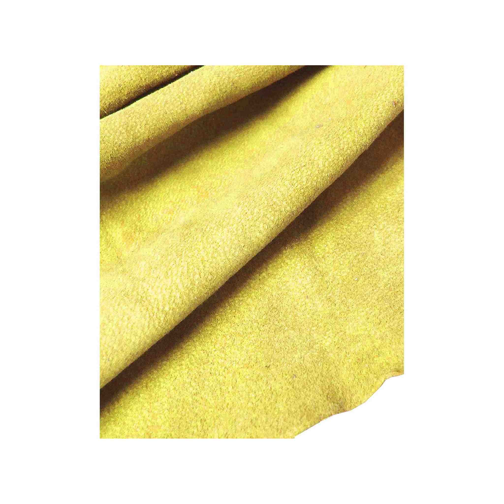 Yellow Lightweight Pig Suede from Identity Leathercraft, ideal for machine sewing, for linings, clothing or craft