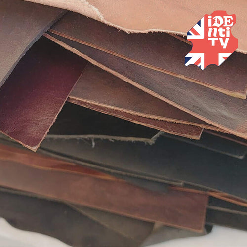 Load image into Gallery viewer, Leather coloured by traditional simple dye methods, with a mellow look and feel suitable for most leathercraft projects.
