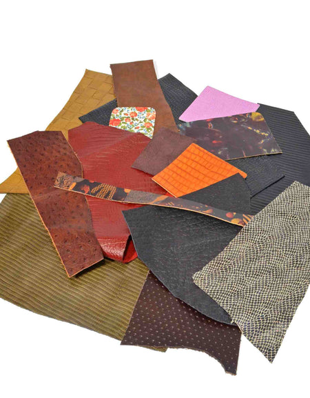 Assorted mix of interesting leathers, art pieces from Identity Leathercraft