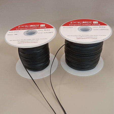 Black Kangaroo Leather lace sold by the metre - super strong premium quality, genuine leather, for braiding, whip stitch, falconry.