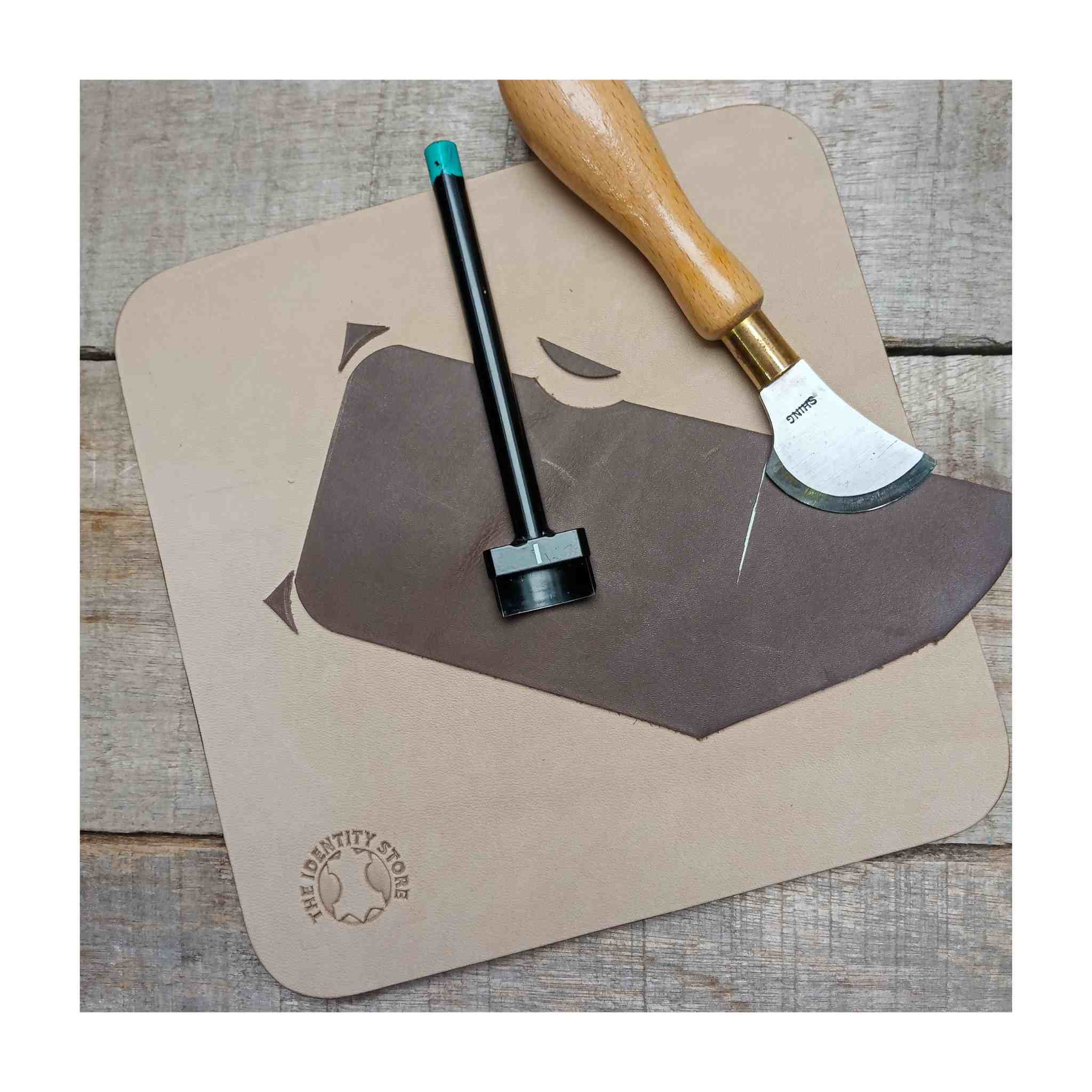 Leathercraft essential - Identity Leather cutting and stropping mat or pad for punching, cutting, stropping to protect tools from blunting.