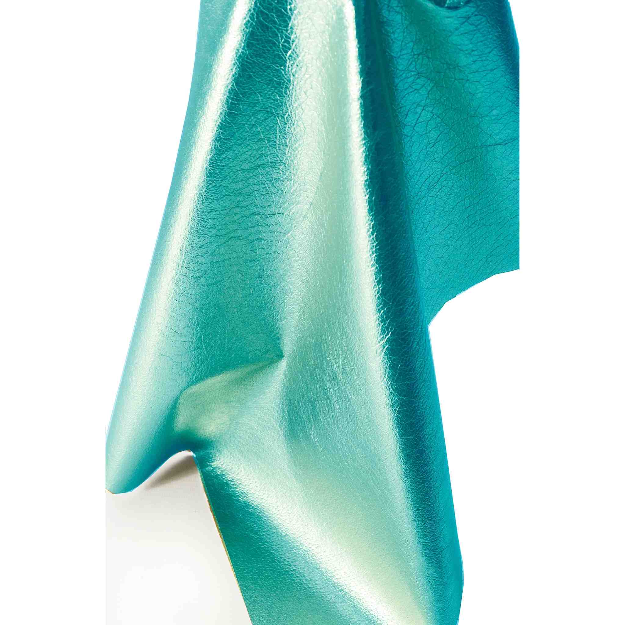 Turquoise metallic foil soft leather ideal for machine sewing, sparkle costume, jewellery, clothing, linings, bags