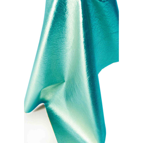 Load image into Gallery viewer, Turquoise metallic foil soft leather ideal for machine sewing, sparkle costume, jewellery, clothing, linings, bags
