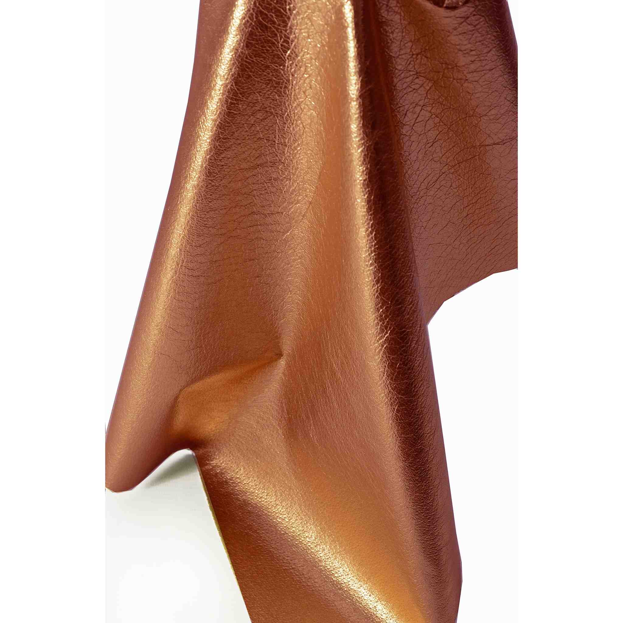 Copper Metallic foil soft leather that can easily be machine sewn for fashion clothing, costume or craft