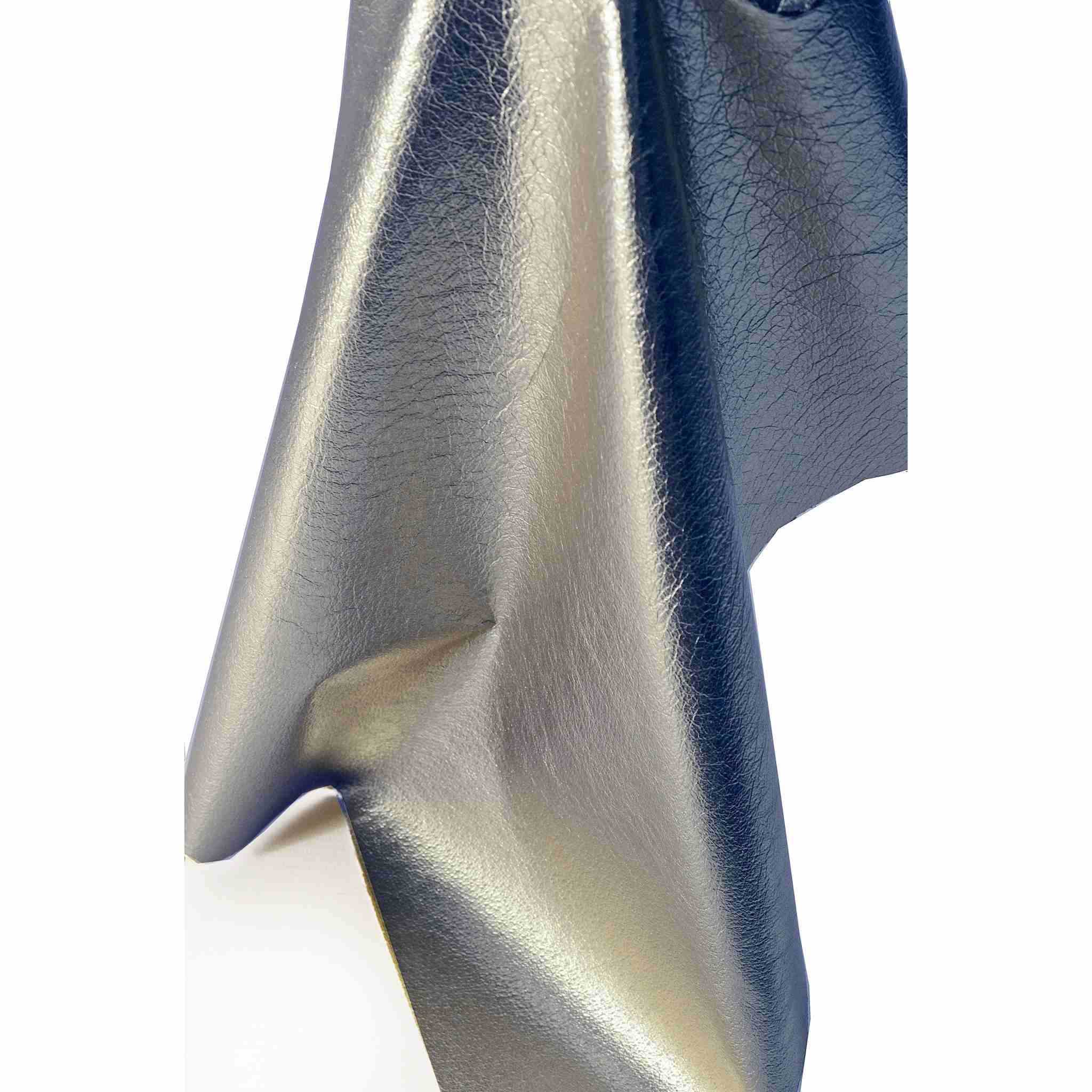 Dark Pewter Sparkle metallic foil leather with a soft feel and good drape, craft cuts or whole hides, easy to machine stitch for clothing, costume