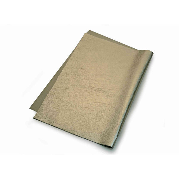 Tin  Metallic Foil Leather - soft leather available in A3 cut size for accessories, purses, craft - can be machine sewn