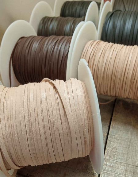 Assorted colour and width Kangaroo Leather lace sold by the metre - super strong premium quality, genuine leather, for braiding, whip stitch, falconry.