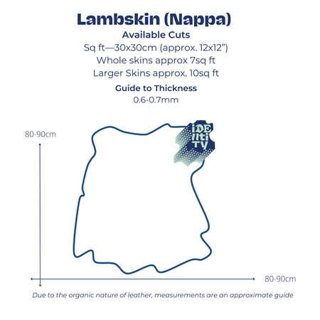 Chart to depict skin size for Identity Lambskin leather