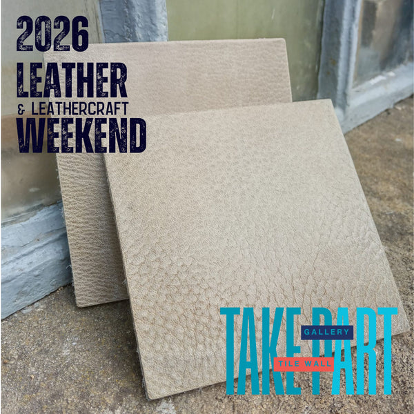 Take part - FREE leather tiles - decorate one and return for our customer tile gallery wall at the 2026 Celebration of Leather and Leathercraft Event