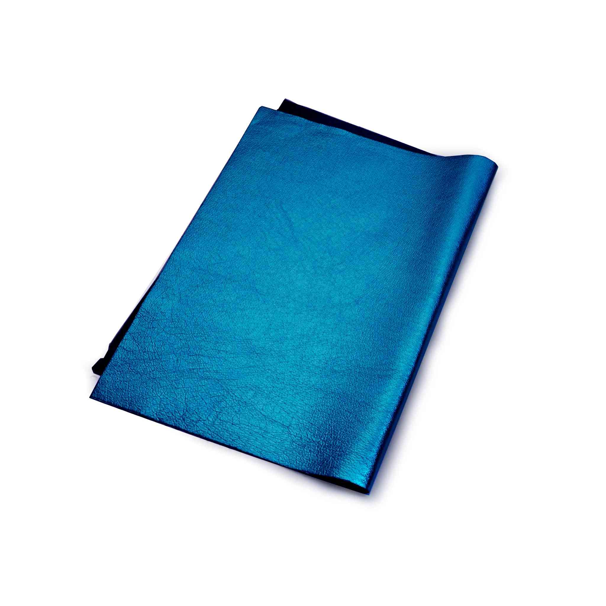 Blue Sapphire Metallic Foil Leather