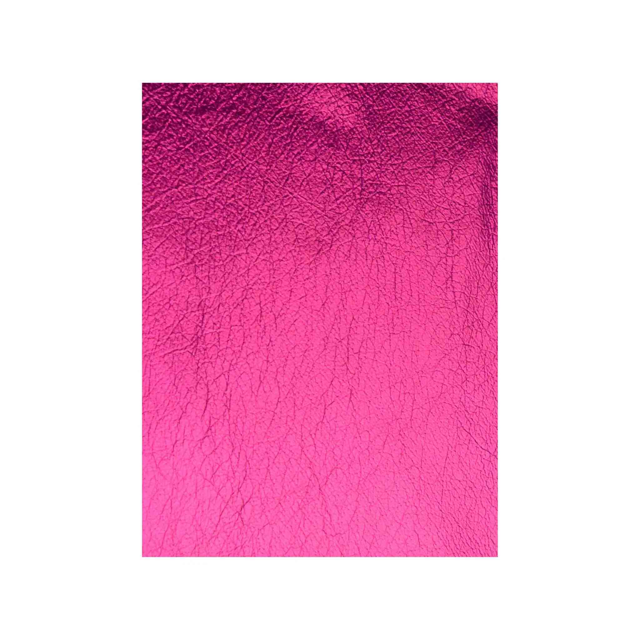 Swatch showing Magenta Pink  metallic leather