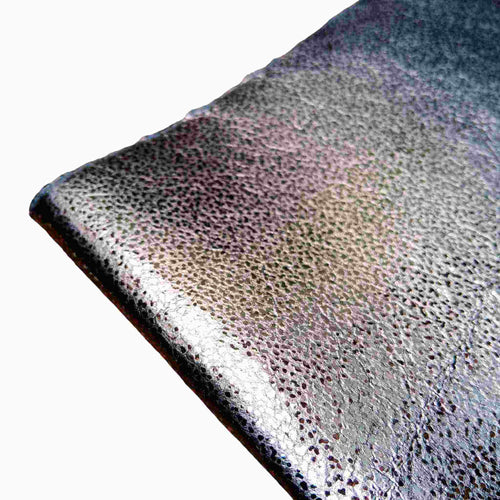 Load image into Gallery viewer, A3 craft size Pewter Metallic leather with a brilliant sparkle, exceptional quality that is suitable for hand or machine stitching.
