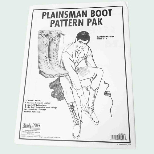 Load image into Gallery viewer, Make your own leather Plainsman moccasin style lace up boot with this paper pattern pack
