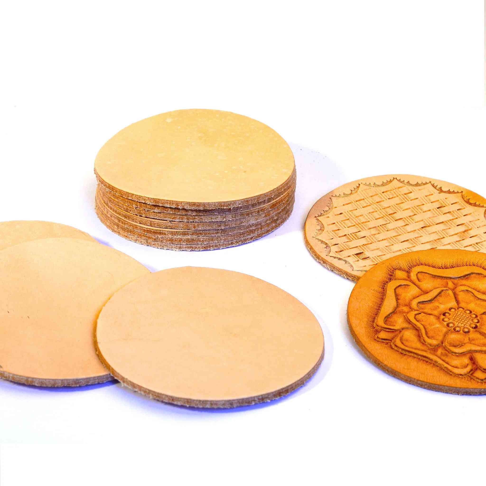 Premium Veg Tan Leather Coasters from Identity Leathercraft