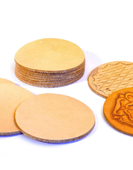 Premium Veg Tan Leather Coasters from Identity Leathercraft