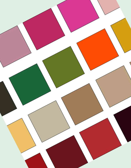 Colour reference sample card for beautiful soft lamb leather of exceptional quality that is suitable for hand or machine stitching.