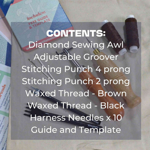 Load image into Gallery viewer, This comprehensive pack will give you a great start for hand sewing leather and is ideal for many projects such as card cases, pouches, bags plus it is also ideal for repairs.
