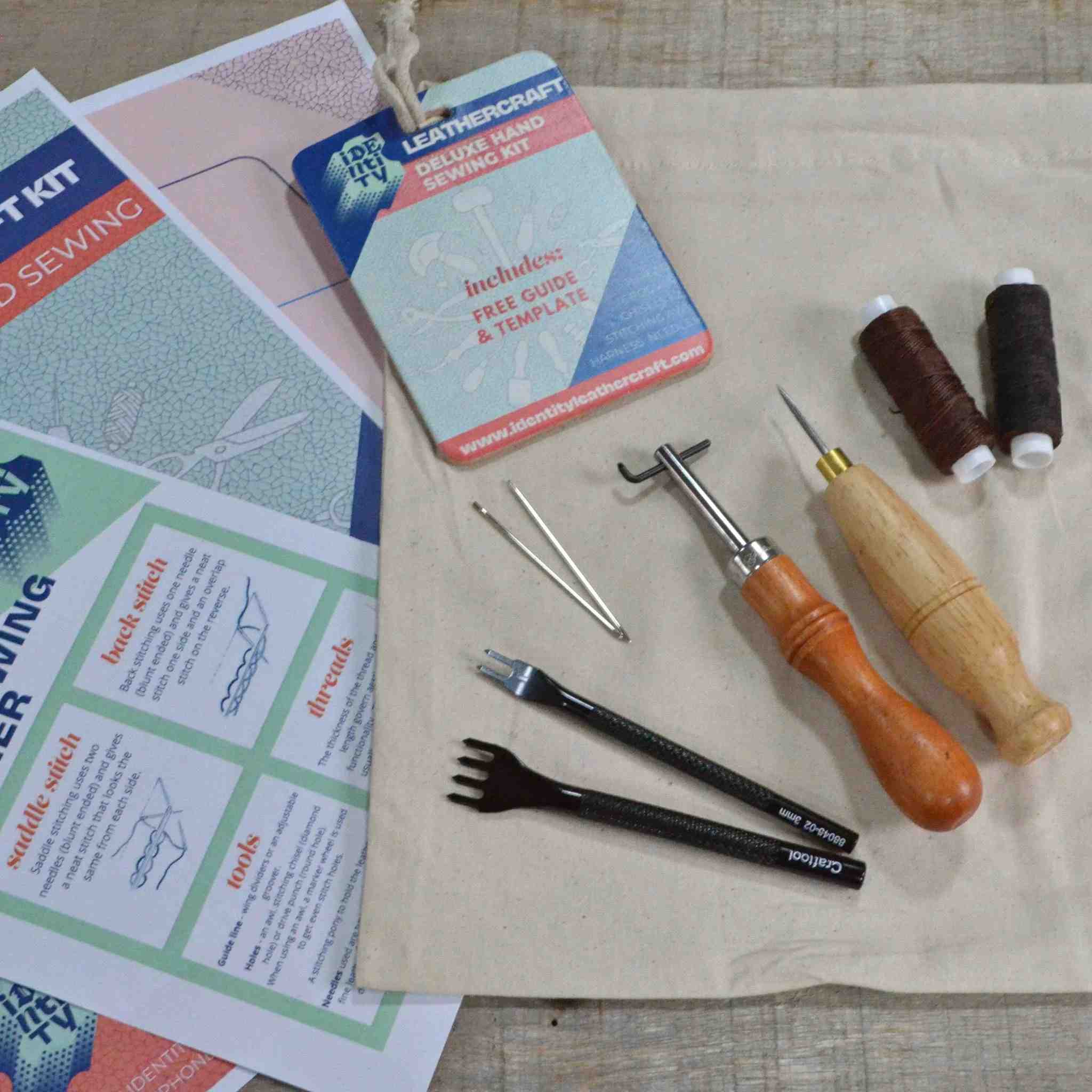 This comprehensive pack will give you a great start for hand sewing leather and is ideal for many projects such as card cases, pouches, bags plus it is also ideal for repairs.