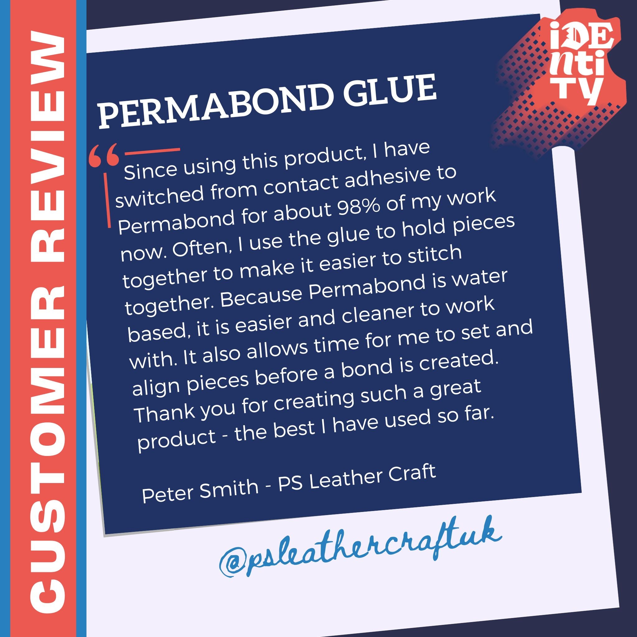 Customer review of the Permabond leather glue from P S Leather Craft - https://www.psleathers.com/