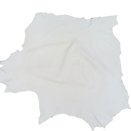 Soft white lightweight leather 0.4-0.6mm., aniline, will dye and marble, ideal for corsetry, pouches, bridal, cos-play and more