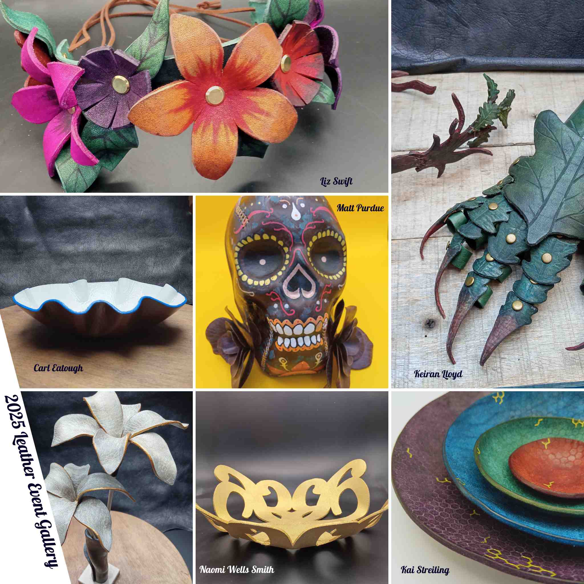 Examples of projects made using the HeatForm Leather from Identity Leathercraft