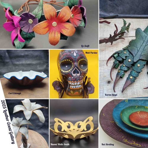 Load image into Gallery viewer, Examples of projects made using the HeatForm Leather from Identity Leathercraft
