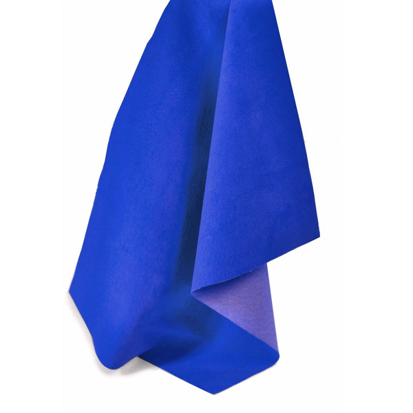 Striking electric blue soft suede ideal for cushions, dress making, waistcoats, bag, belt and box linings