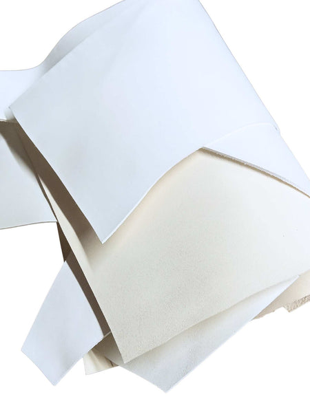 Pack of creamy white leather pieces for leather craft, marbling, wallet making, eco friendly leather