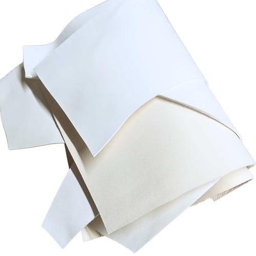 Load image into Gallery viewer, Pack of creamy white leather pieces for leather craft, marbling, wallet making, eco friendly leather
