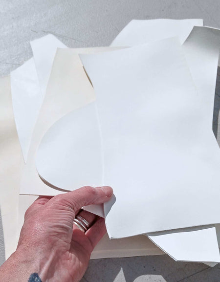 Pack of creamy white leather pieces for leather craft, marbling, wallet making, eco friendly leather