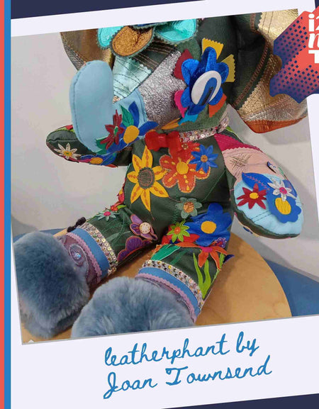 Leatherphant by Joan Townsend - project made using scrap leather bags from Identity Leathercraft