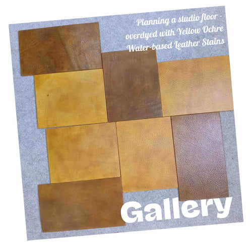 Load image into Gallery viewer, Planning out the layout for a leather tile floor for art studio
