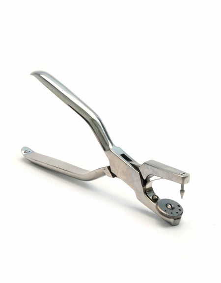 Punch to make neat small holes in leather up to 1.6mm thickness in five hole size options, ideal for hand stitching leather.