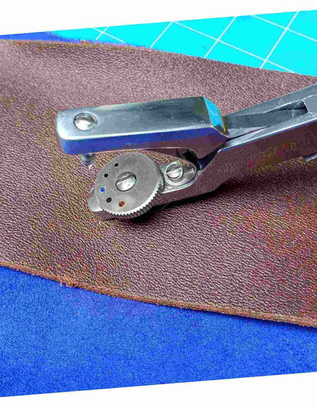 Punch to make neat small holes in leather up to 1.6mm thickness in five hole size options, ideal for hand stitching leather.
