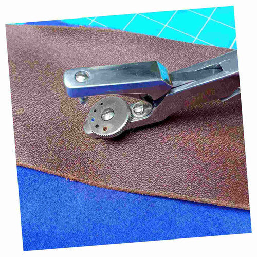Load image into Gallery viewer, Punch to make neat small holes in leather up to 1.6mm thickness in five hole size options, ideal for hand stitching leather.
