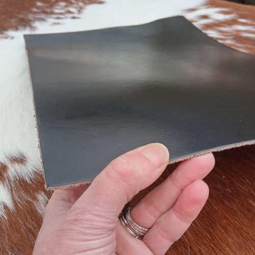 Load image into Gallery viewer, Heritage Black Bridle leather A3 cut ideal for making up small leathercraft projects with a truly special traditional vegetable tanned leather

