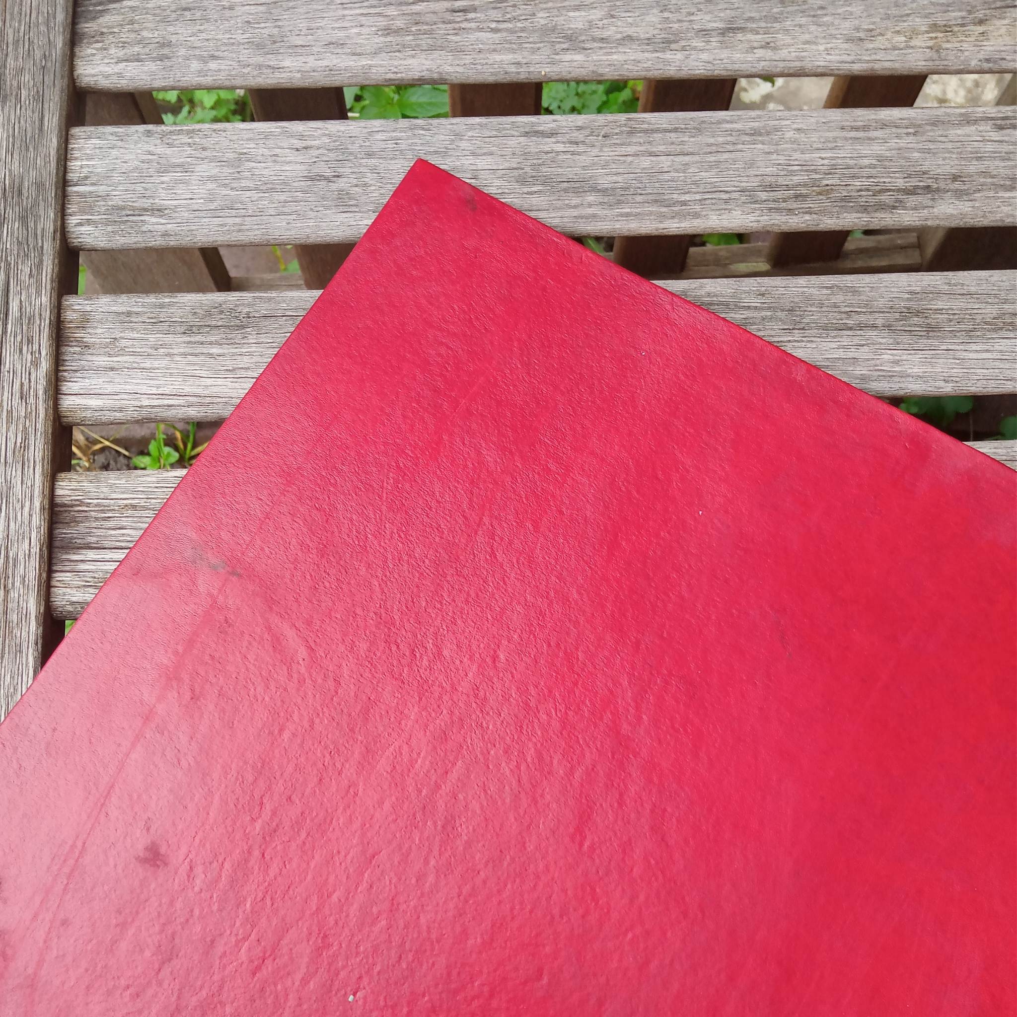 Red A3 leather from our Heritage UK made leather collection ideal for making book covers, pouches, wrist cuffs, sheaths and more