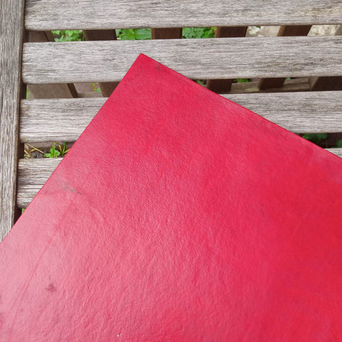 Load image into Gallery viewer, Red A3 leather from our Heritage UK made leather collection ideal for making book covers, pouches, wrist cuffs, sheaths and more
