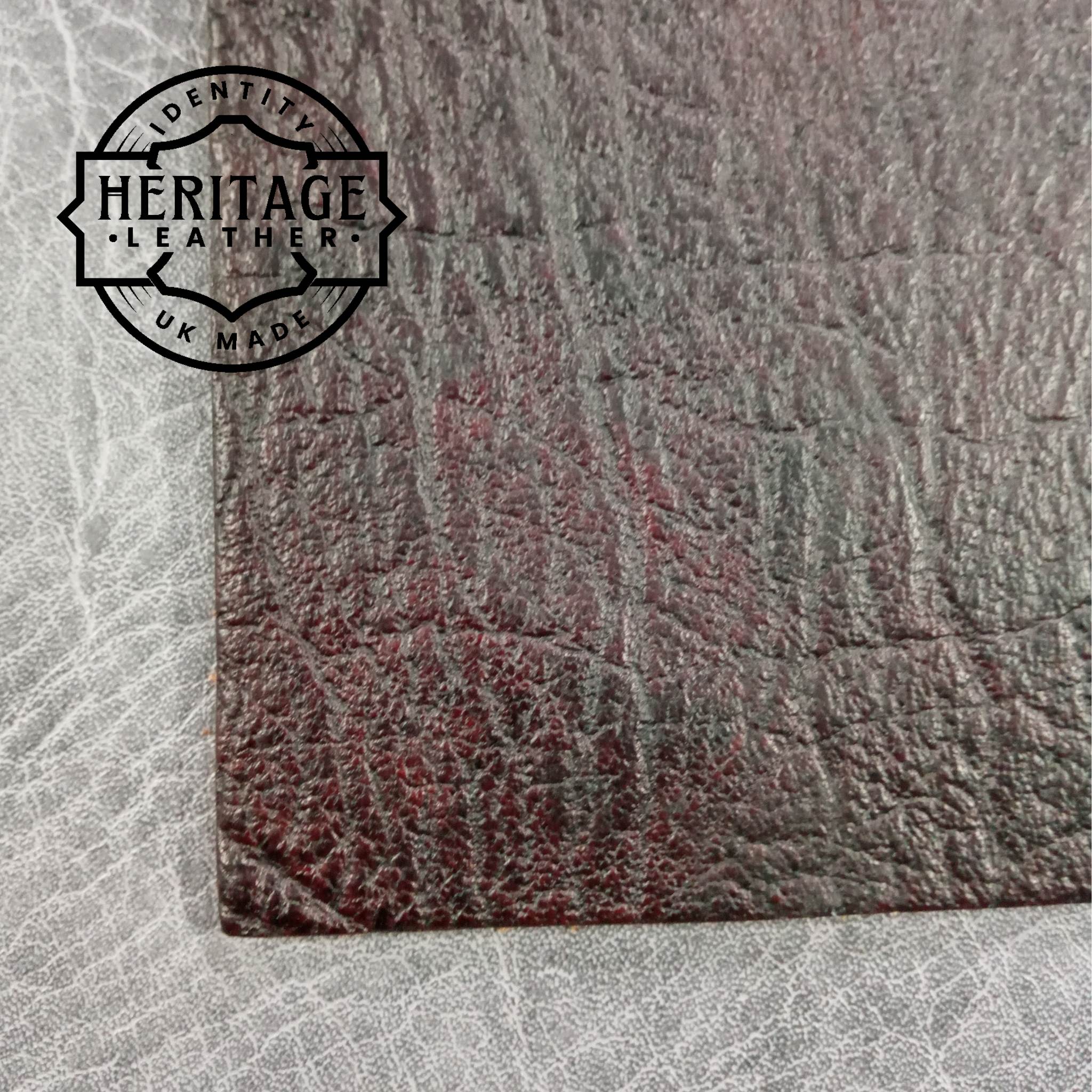A3 leather cuts taken from the Heritage collection of leather sourced from the old Clayton's tannery in Chesterfield. Dark Brown Dyed Coloured Textured Grain Leather - around 4mm , ideal for knife sheaths
