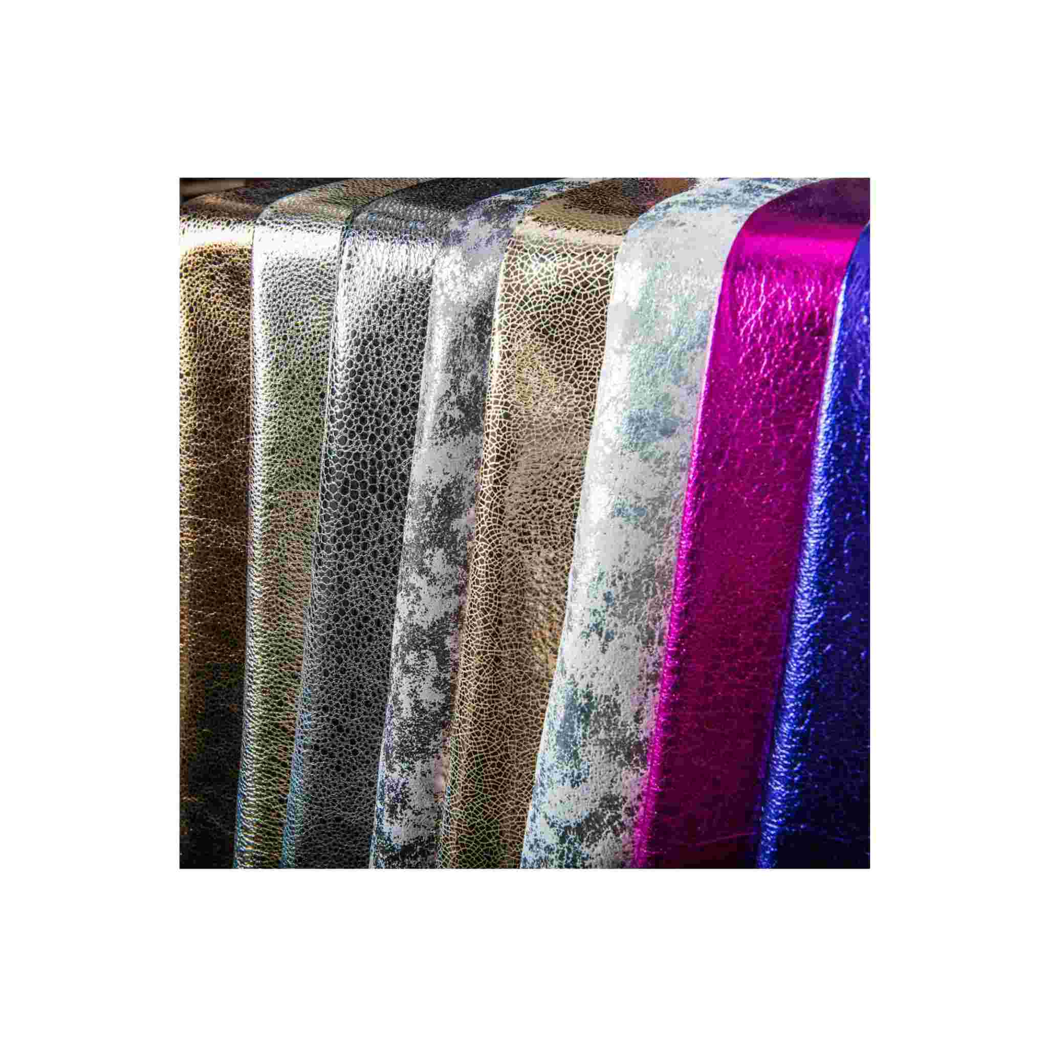 Shop our range of soft metallic foil shiny leathers