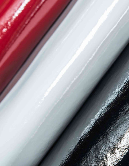 Glossy patent leather from Identity Leathercraft in Red, Black and White, full size or small craft cuts