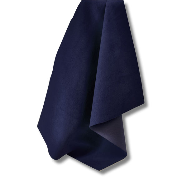 Dark navy soft suede ideal for machine sewing , for making clothes, linings, cushions etc