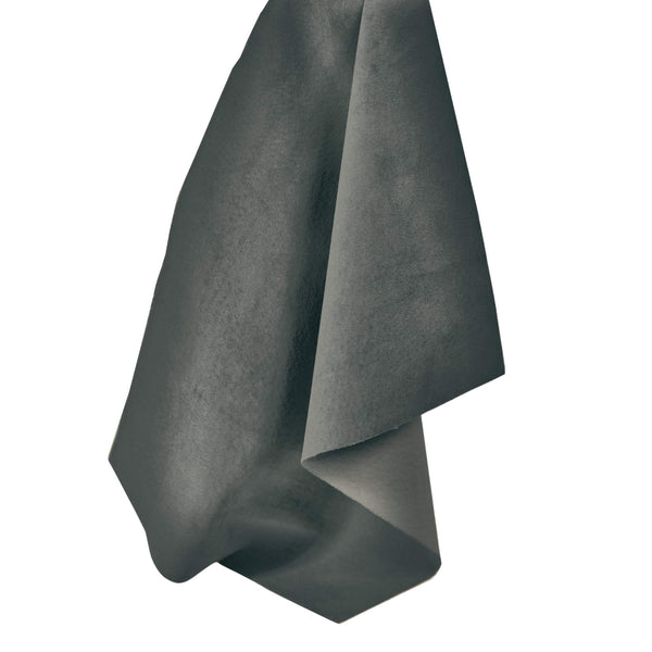 Warm tone medium grey soft pig suede ideal for machine sewing clothing, cushions, waistcoats and for lining belts, bags, boxes