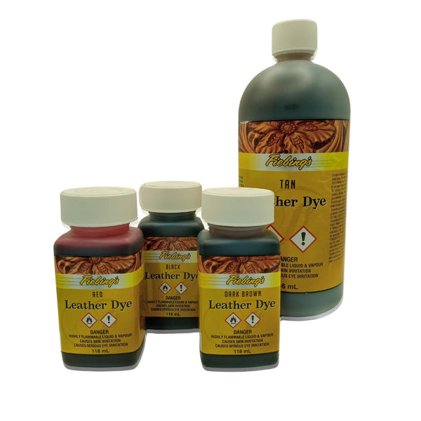 Shop Fiebings Leather Dye in a choice of colour and bottle size from Identity Leathercraft