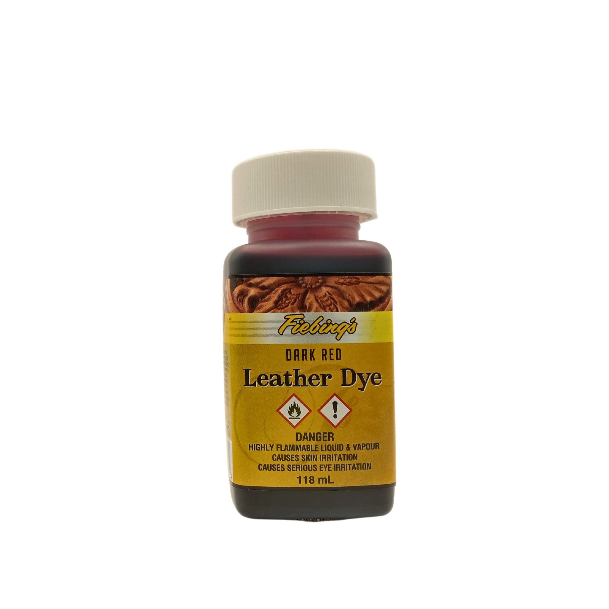 Dye your leathercraft projects with this Fiebing's solvent based leather dye - Dark Red