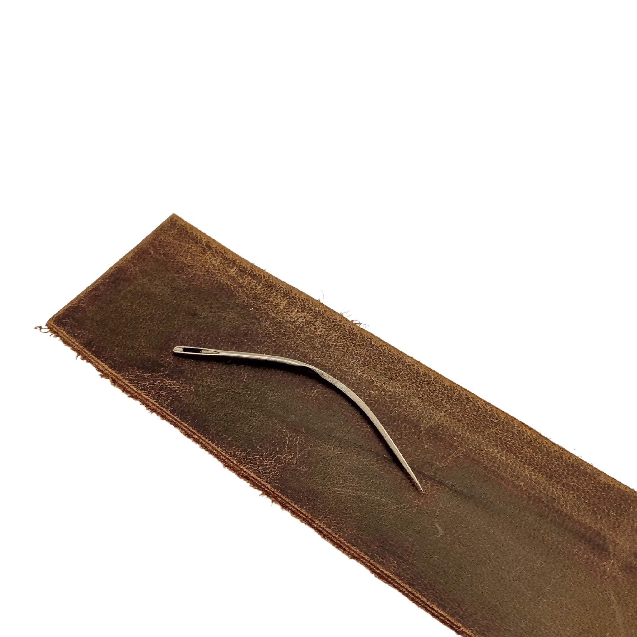 This strong curved needle has a wide awl type blade and is ideal for leather repairs on shoes, boots, for leather box-making and butt stitching, as well as saddlery and upholstery.