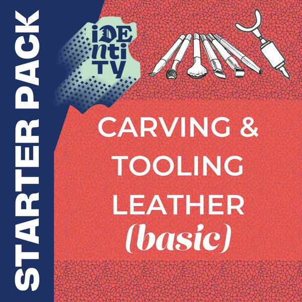Starter pack with leathercraft tools for carving and tooling leather, great gift idea