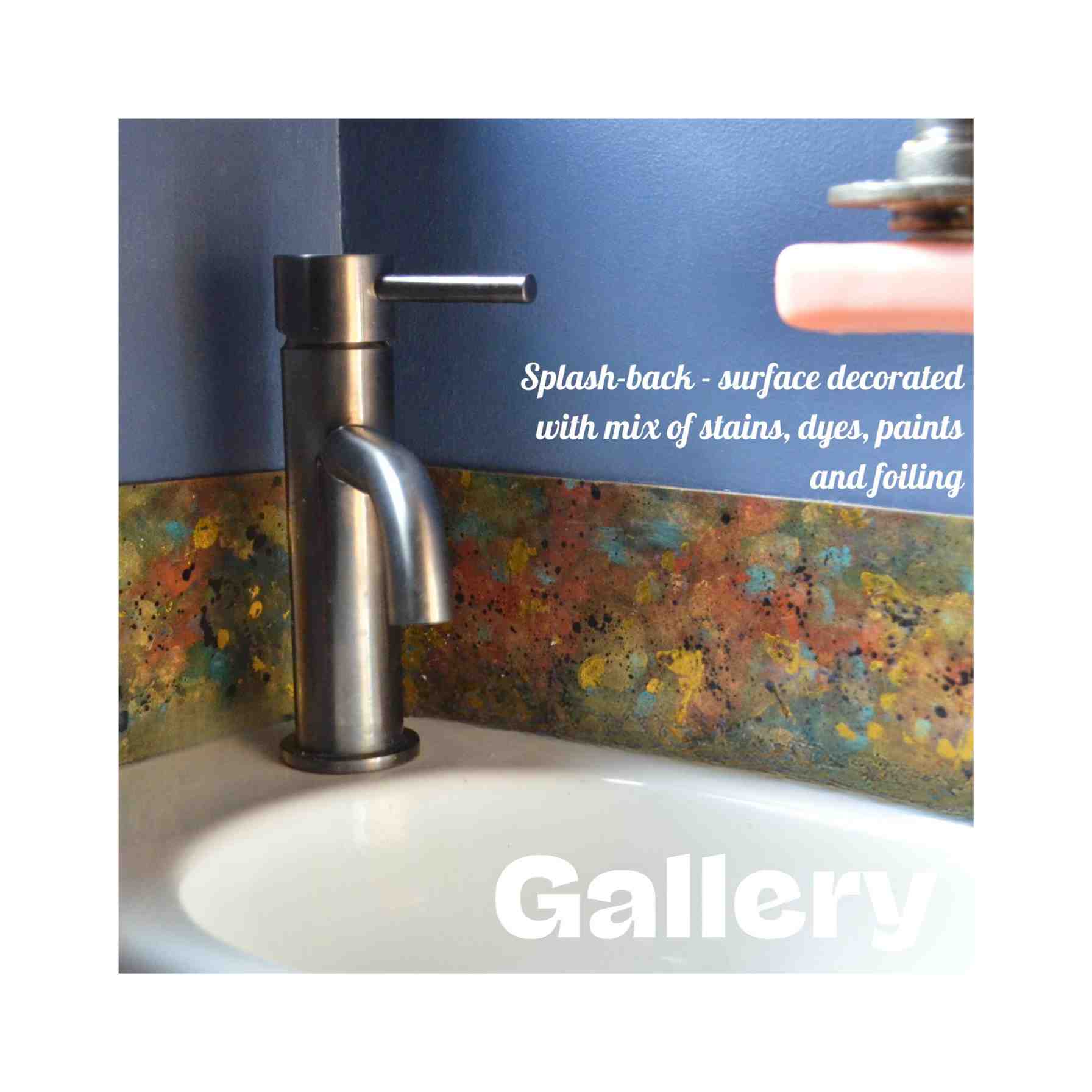 Painted leather tiles as a sink splashback