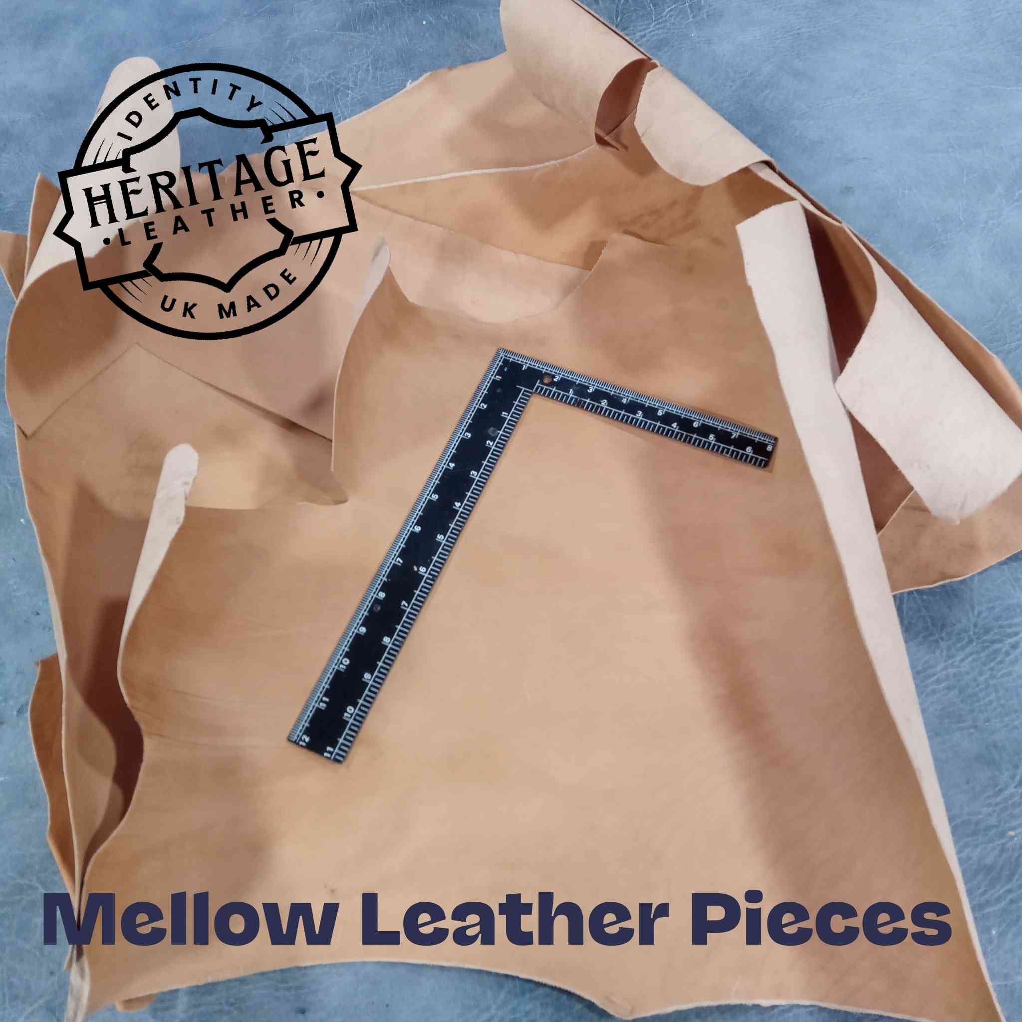 Remnants / Scrap Value Pack of 5 large offcuts of Lightweight Mellow UK Heritage veg-tanned leather.