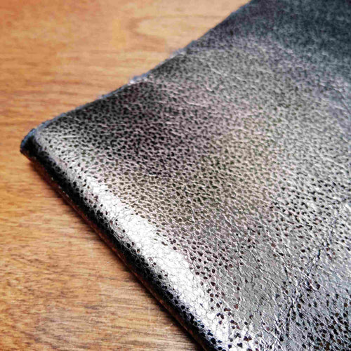 Load image into Gallery viewer, A3 craft size Pewter Metallic leather with a brilliant sparkle, exceptional quality that is suitable for hand or machine stitching.
